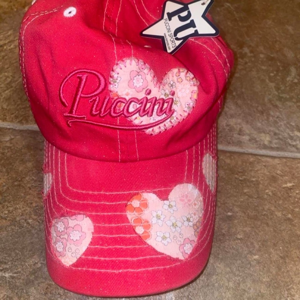 Puccini Sports pink patchwork baseball cap Barbiecore Pink Glitter Hat Heart